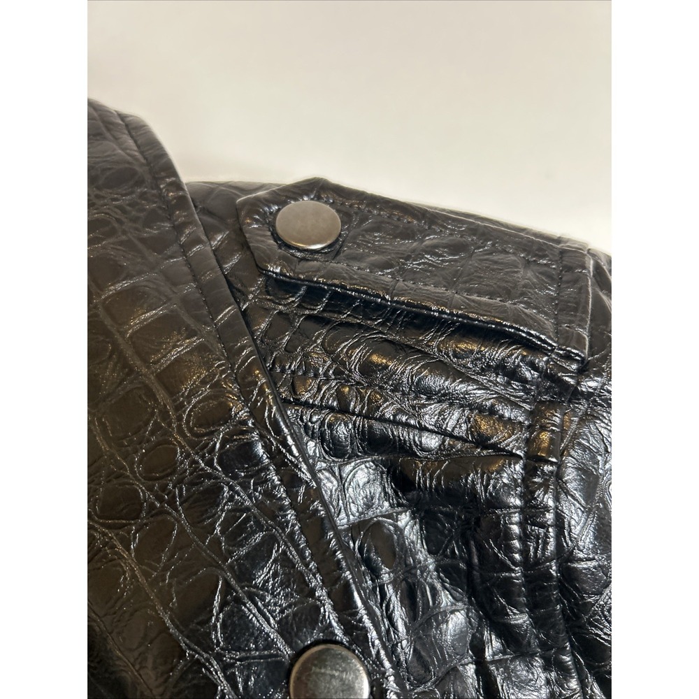 NEW ModCloth Crocodile Rock 1980's Punk Faux Leather Moto Jacket Medium - Picture 8 of 8